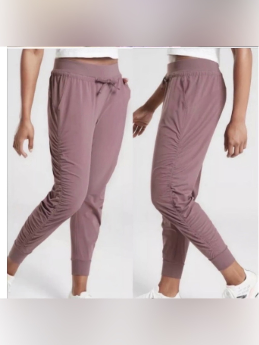 Athleta Pink Ruched Side Leggings